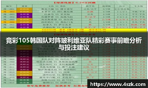 竞彩105韩国队对阵玻利维亚队精彩赛事前瞻分析与投注建议